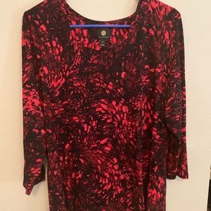 2/$20 - JM Collection Red and Black Blouse - Med